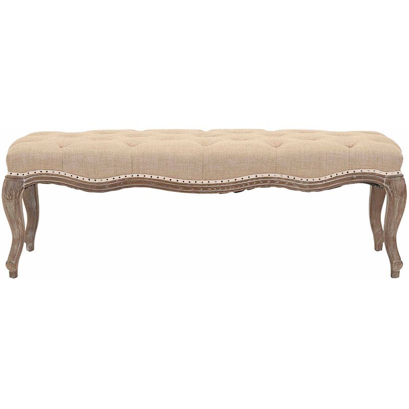 Traditional Glam Tufted Bench - Wheat Beige