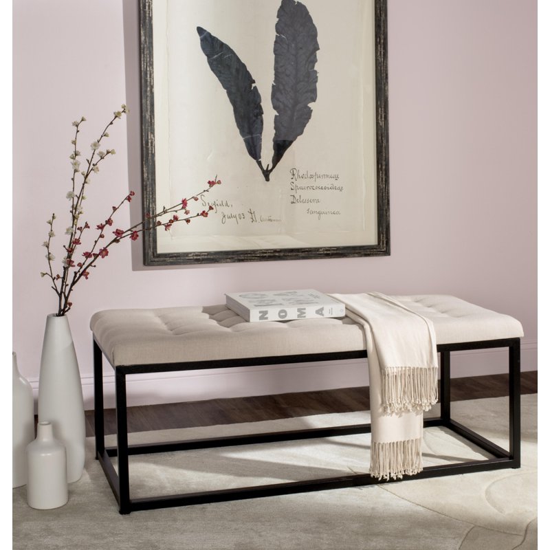 Contemporary Modern Glam Tufted Bench - Beige/Black