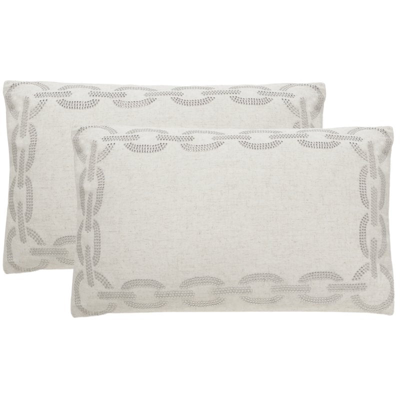Geometric Pillow Set of 2 - 12x20 Cement Cotton Accent Pillows