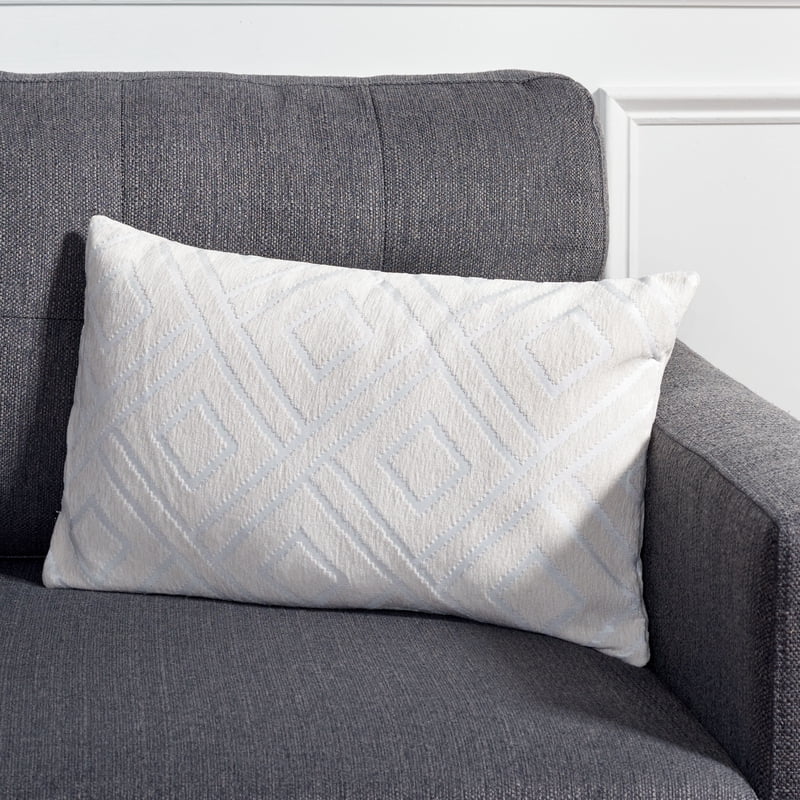 Safavieh Triska Diamond Pillow 12x20 Ivory - Contemporary Decor