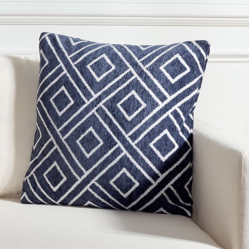 18x18 Navy Diamond Pillow - Safavieh Triska Cushion for Sofa & Bed