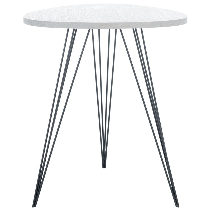 Retro Mid-Century Side Table - Grey Wood Top & Black Legs