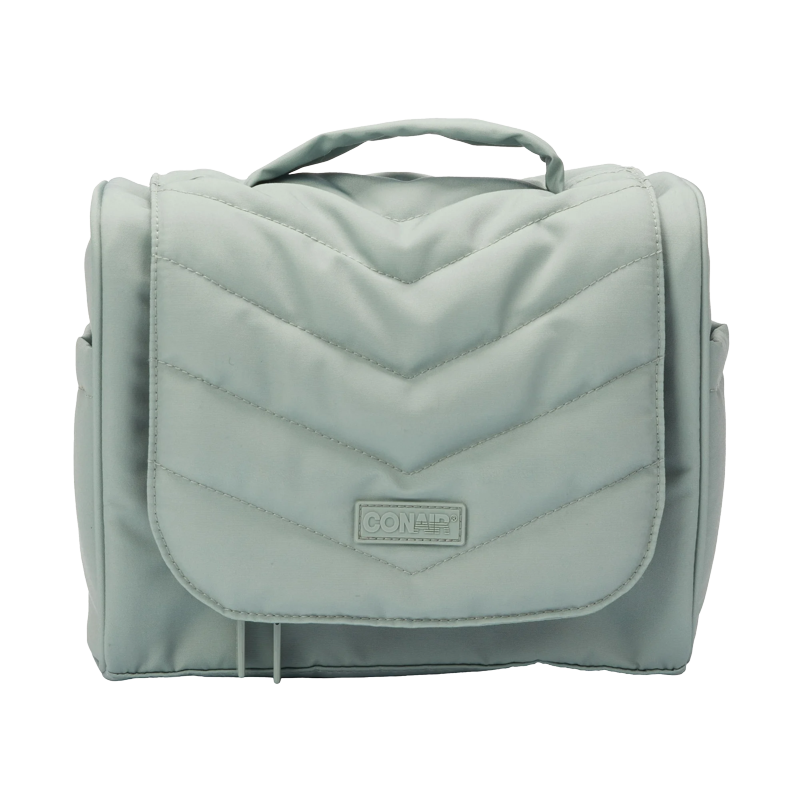 Large Quilted Hanging Toiletry Bag, Sage Green Makeup Organizer Case