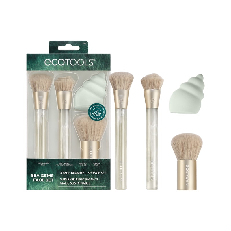 4-Piece Face Makeup Brush and Sponge Set - Eco-Friendly Tools