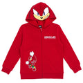 Kids Sonic the Hedgehog Knuckles Red Hoodie - Big Boys' Fleece Zip-Up Cosplay Jacket - Size 14-16