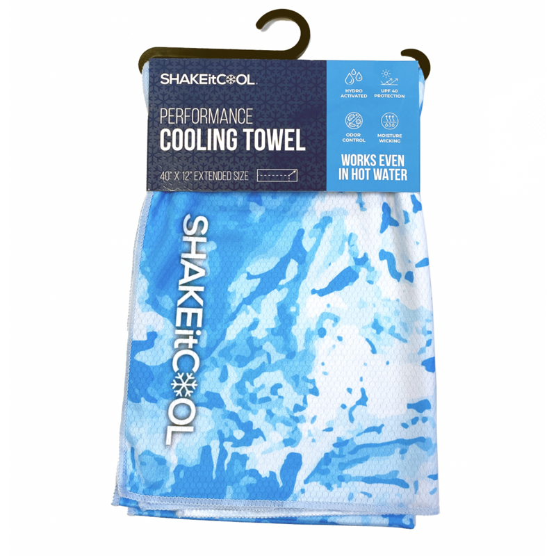 ShakeitCool UPF 40 Sun Protection Cooling Towel - Blue Camo 40x12in