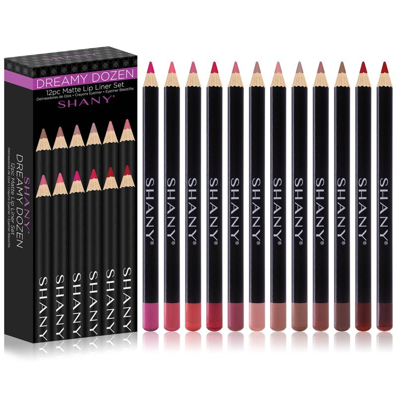 Matte Lip Liner Pencil Set - 12 Piece Long-Lasting Vegan Makeup Collection
