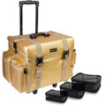 Rolling Makeup Trolley Case with Detachable Top and Organizer Bags