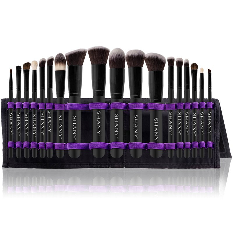 18-Piece Professional Makeup Brush Set with Convertible Stand Pouch