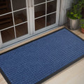 Outdoor Doormat Non Slip Rubber Welcome Mat 24x47 Checker Light Blue - Dirt Trapper