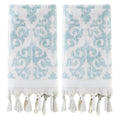 Hand Towel Set - Mirage Fringe 2-Pack Aqua 16x26 Inches Bathroom Decor