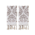 Mirage Fringe Hand Towel 2-Pack - Taupe, 16 x 26 Inches | Reversible Jacquard Design