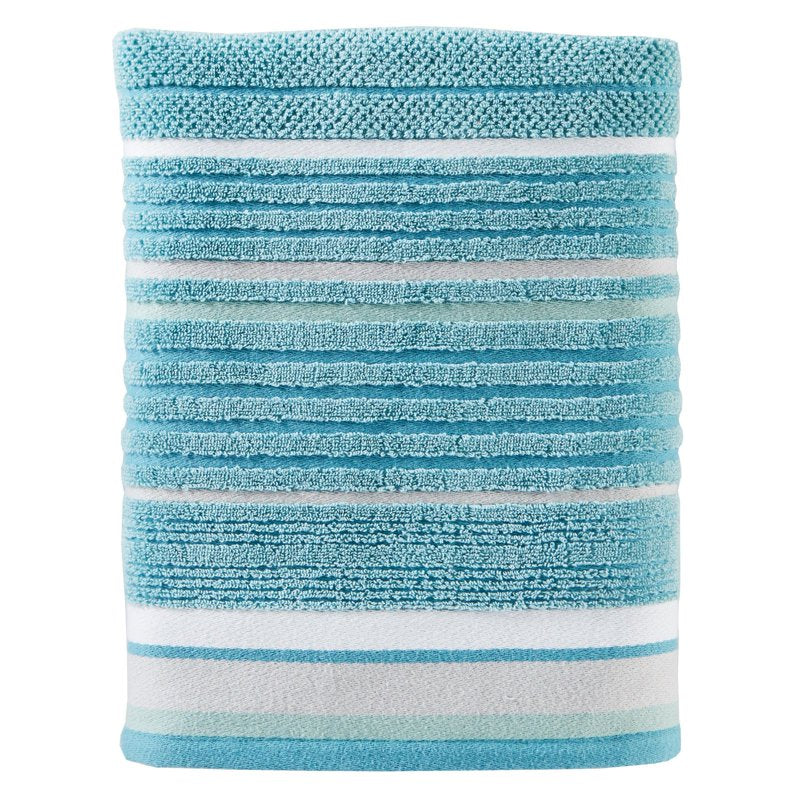 Bath Towel Teal 27 x 50 Inches - Seabrook Stripe Cotton Spa Towel
