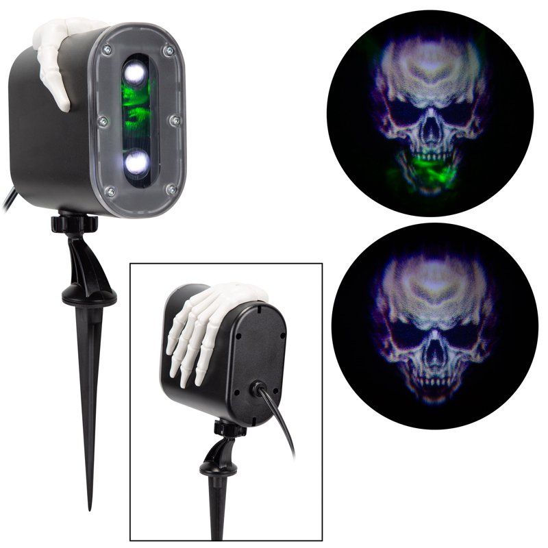 Halloween Skull Projector Light with Flaming Sinister Design - Outdoor Holiday Decor