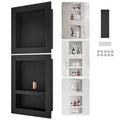 Tile-Ready Shower Niche - 16x16 and 16x20 Inch Wall Recessed Shelves, Triple Waterproof, Black