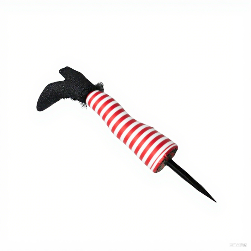 Halloween Striped Witch Leg Plant Stake - Red & White Fake Witch Boot Decor