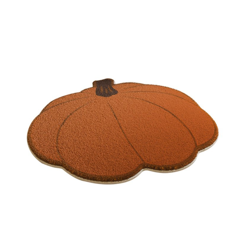 Halloween Pumpkin Rug for Front Door & Living Room - Brown Non-Slip Fall Carpet, 23.6x23.6 Inch