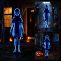 Halloween Blue Ghost Yard Stake - Creepy Female Ghost Ground Sign Variation 1#J