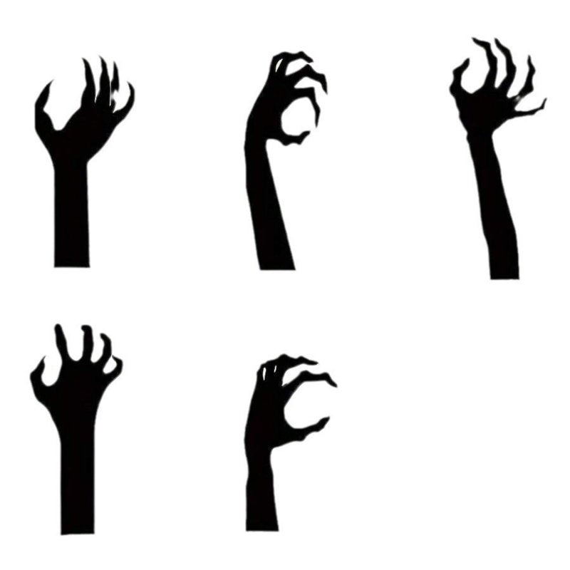 Halloween Metal Ghost Hand Yard Stakes - Black Ground Insert Ornaments - Variation Q#1