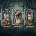 Halloween Tombstone Yard Stakes with Creepy Spider & Skull Gravestones - Variation 2#C