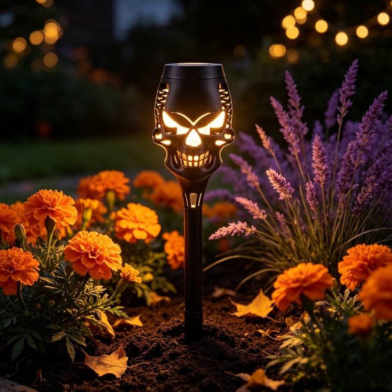 Solar Skull Yard Stake Light - Waterproof Outdoor Ground Lamp with Auto On/Off - Variation 1#C