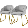 Pack of 2 Velvet Armchair Dining Chairs with Gold Legs - Gray