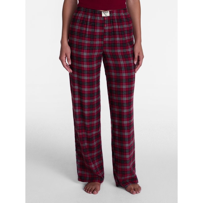 Rumba Red Peanuts Women's Sleep Pants - Plus Size Plaid Lounge Bottoms