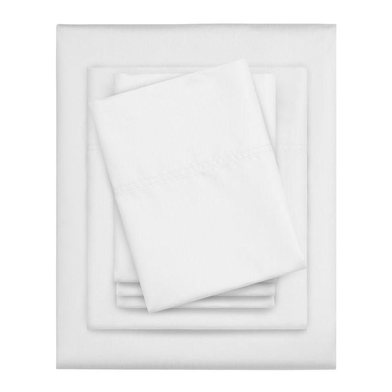 Full Bed Sheet Set - White 800 Thread Count Cotton Rich Sateen with Deep Pocket - Bright White, 6 Pieces