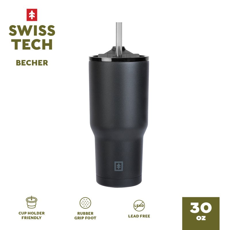 30oz Black Water Bottle - Triple-Wall Copper Lined, Leak Proof