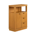 Vanity Storage Cabinet with Fluted Doors - Warm Honey Finish