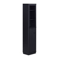 Beautiful Fluted Linen Storage Cabinet - Rich Black Finish, Tall Slim Design with Adjustable Shelves