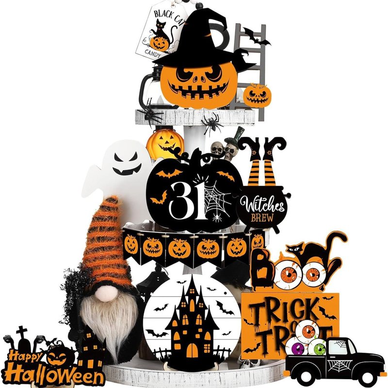 Halloween Luminous Pumpkin Hanging Decor with Rotatable Head and Lights - 3.8 Ft Outdoor Halloween Decoration