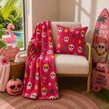 Pink Fiesta Skulls Plush Throw 50x60 Inch Cozy Velvet Blanket for Halloween