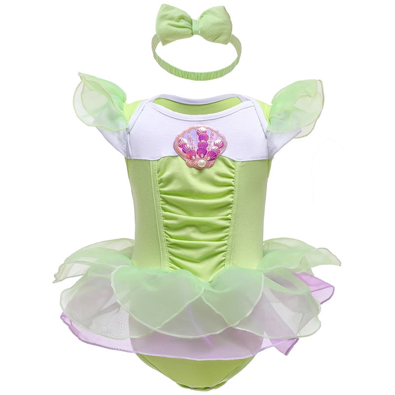 Light Green Infant Baby Girl Princess Dress Up Romper Tutu Dress with Headband - 12-18 Months