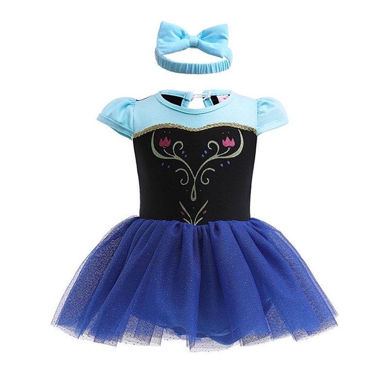 Dark Blue 12-18 Months Infant Baby Girls Princess Tutu Dress Romper & Headband Set
