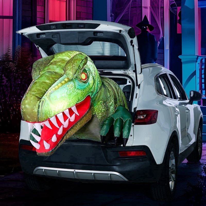 Animated Halloween Inflatable Dinosaur Decoration - 3.6 ft Yard & Car Trunk Decor with LED Lights