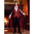 Adult Vampire Costume Set with Cape and Vest - Red, Large Halloween Fancy Dress