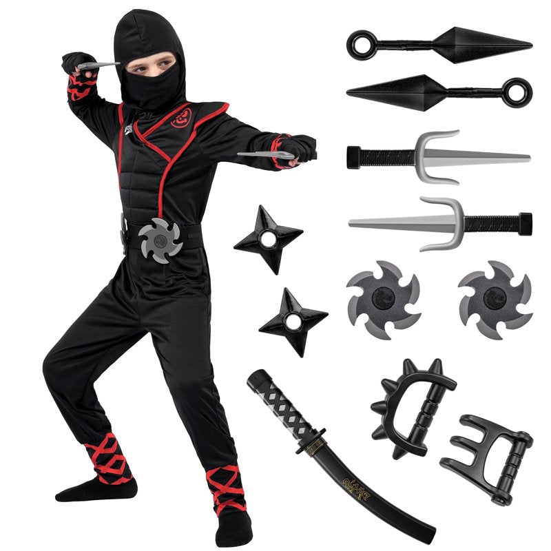 Kids Ninja Costume XS (3-4 Years) Boys Halloween Fancy Dress Set