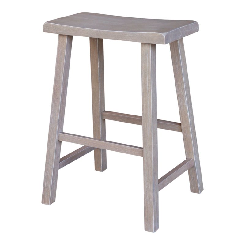 Saddle Seat Counter Height Stool - Washed Gray Taupe, 24-Inch Seat
