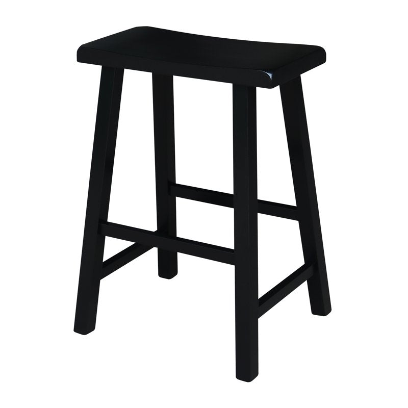 Solid Wood Saddleback 23.75" Counter Stool - Black