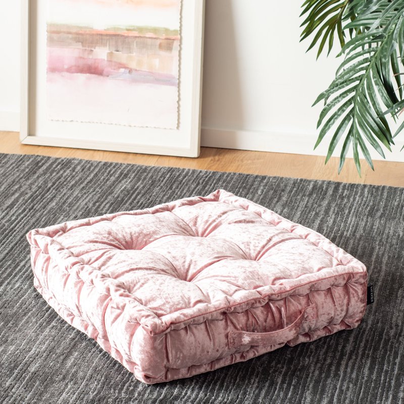 Blush Square Tufted Floor Pillow - 18x18 Inch Soft Cushion for Home Decor