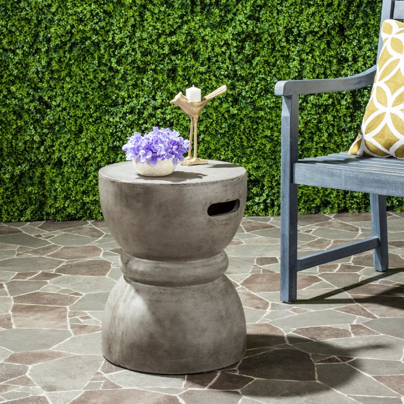 Outdoor Modern Concrete Round Accent Table - Multiple Colors