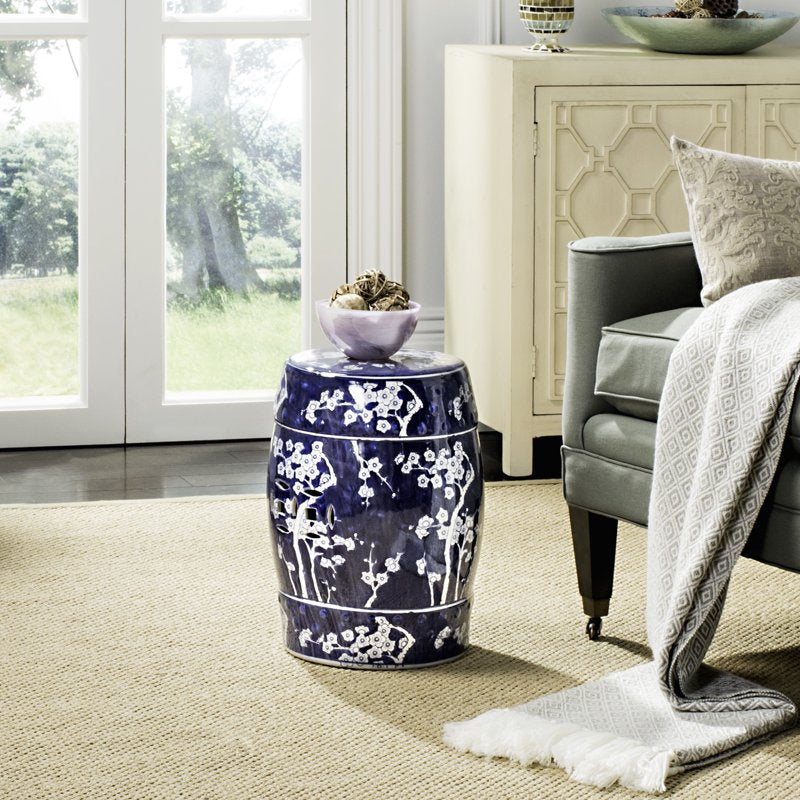 Indoor/Outdoor Garden Patio Stool - Dark Blue Ceramic