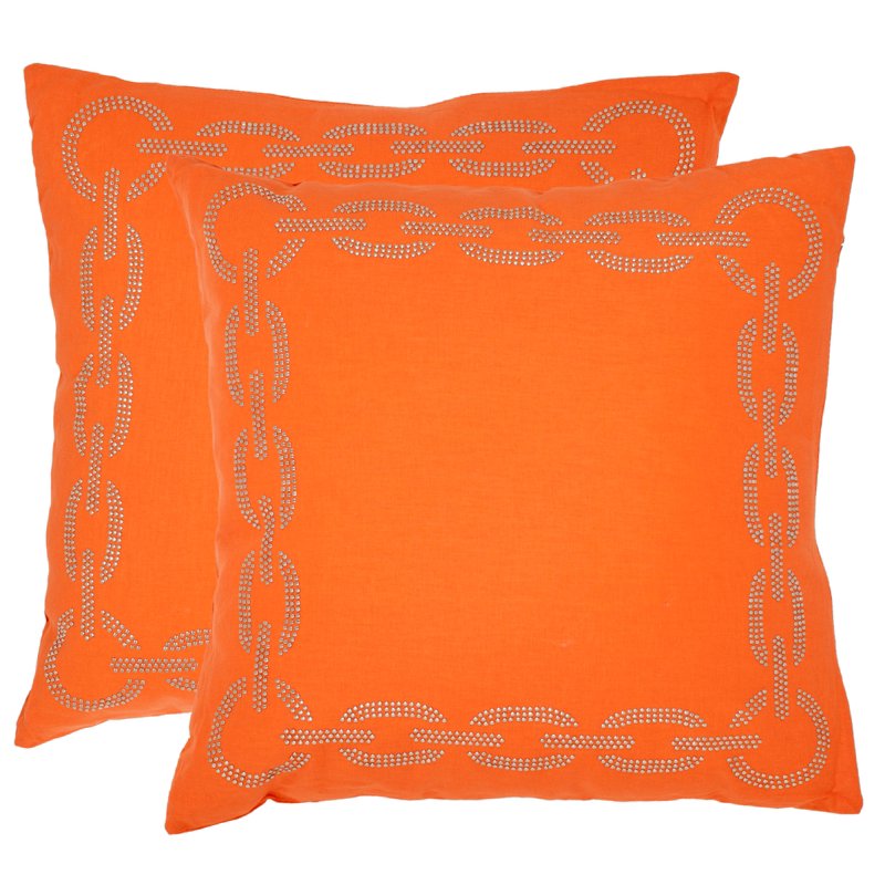 18x18 Orange Geometric Throw Pillow Set of 2 - Cotton Cover for Home Decor