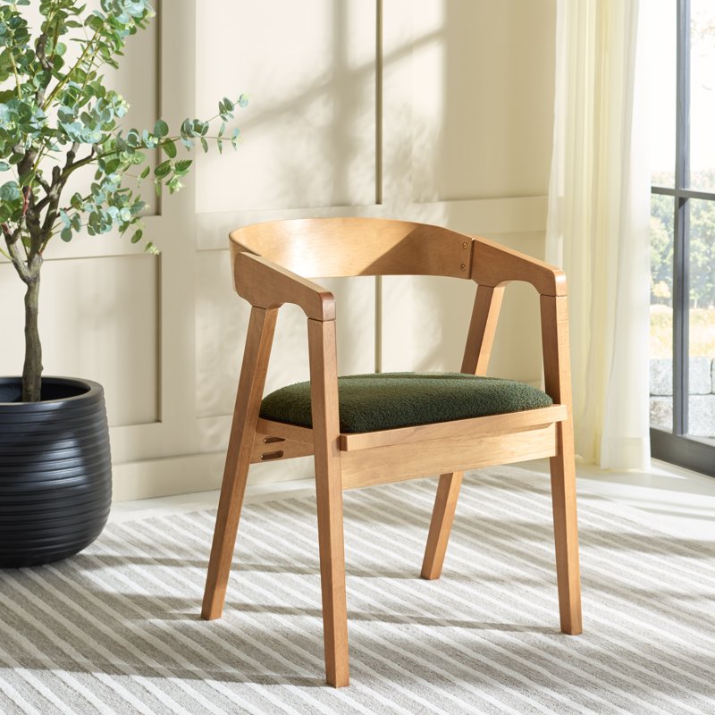 Wildon Modern Dining Arm Chair - Dark Green / Light Walnut