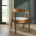 Wildon Modern Dining Arm Chair - White & Light Walnut