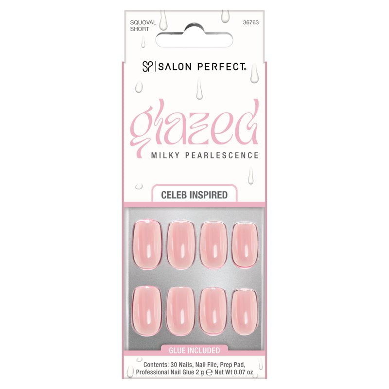 Glazed Press-On Nails Kit - Peach Short Squoval, 30 Nails