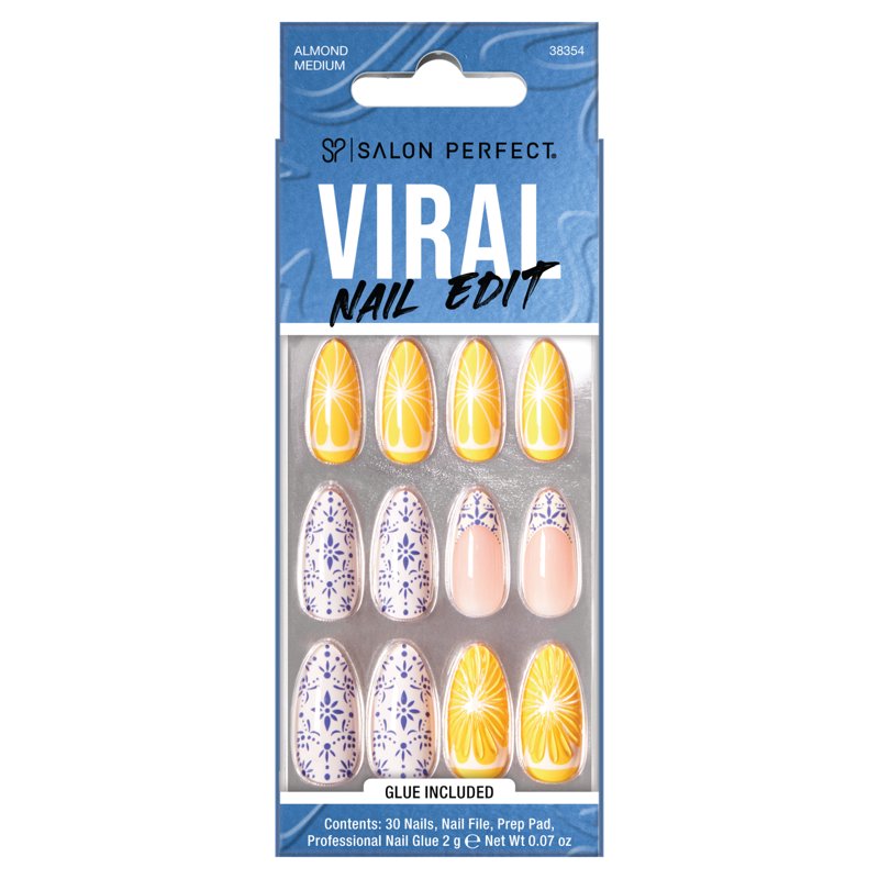 Viral Nail Edit Press-On Nails - Lemon Medium Almond, 30 Nails