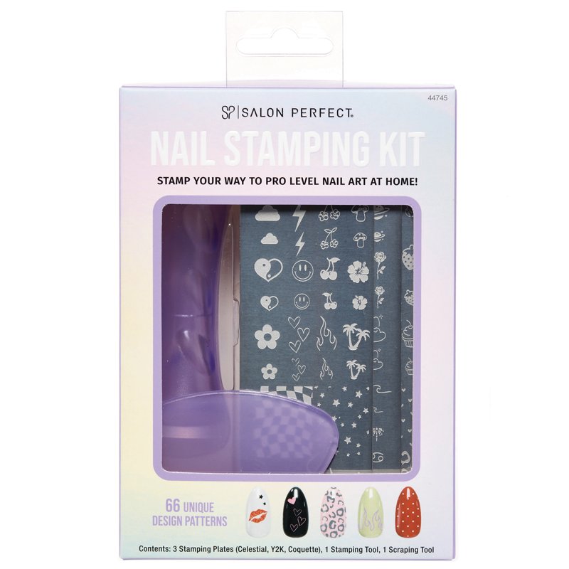 Nail Art Stamping Kit with 3 Plates, Silicone Stamper and Scraper