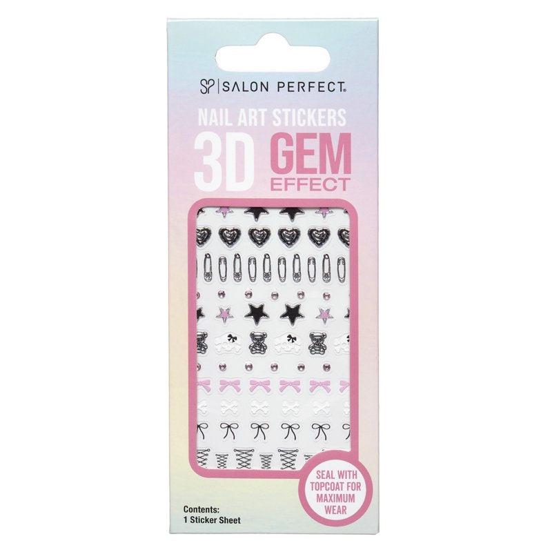 3D Gem Effect Nail Art Stickers - Punky Girl DIY Manicure Decals
